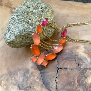 Anthropologie Triple String Pink/Coral Necklace